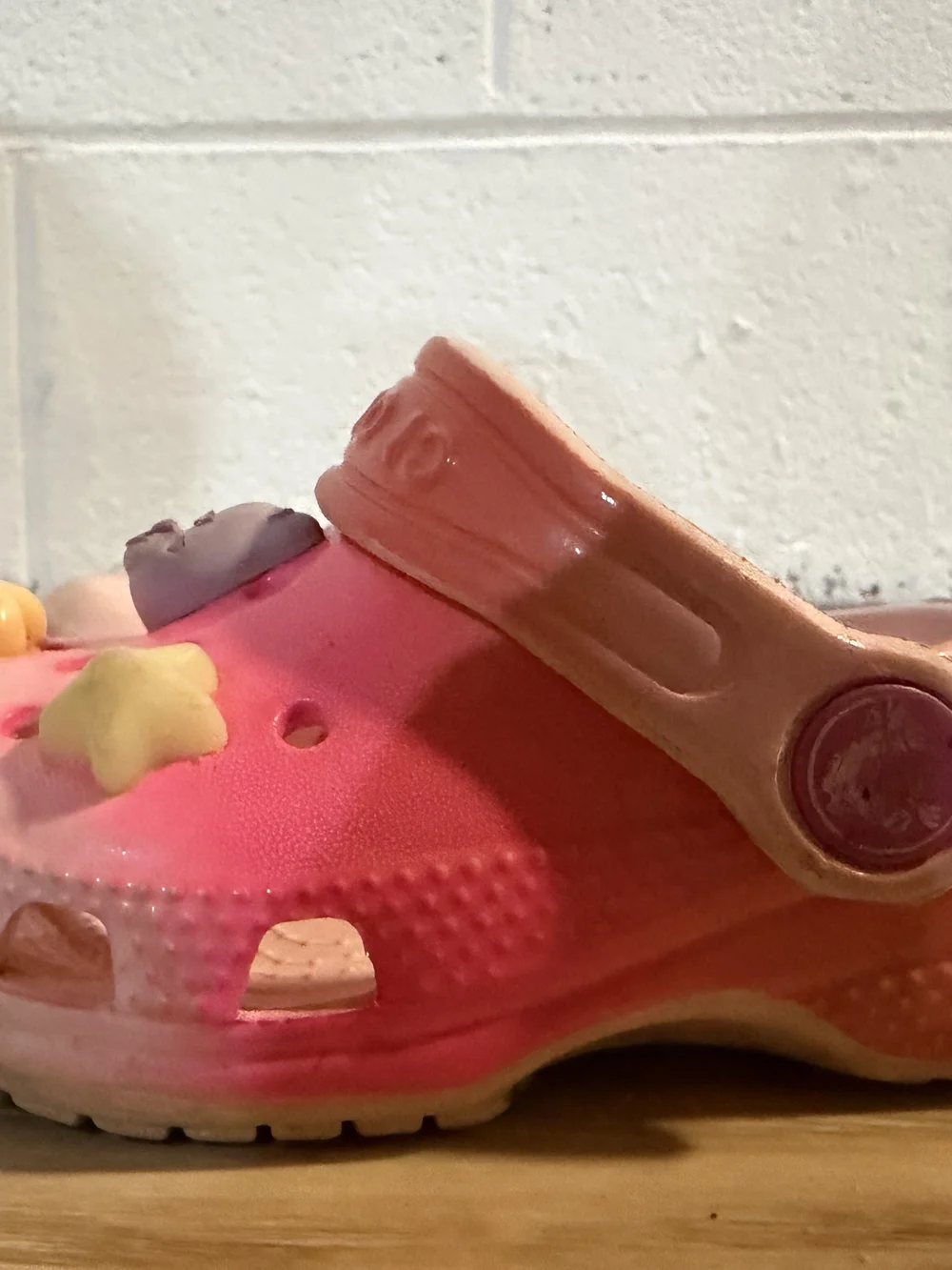 Crocs Kids Pink Gradient Clog Shoes with Fun Charms